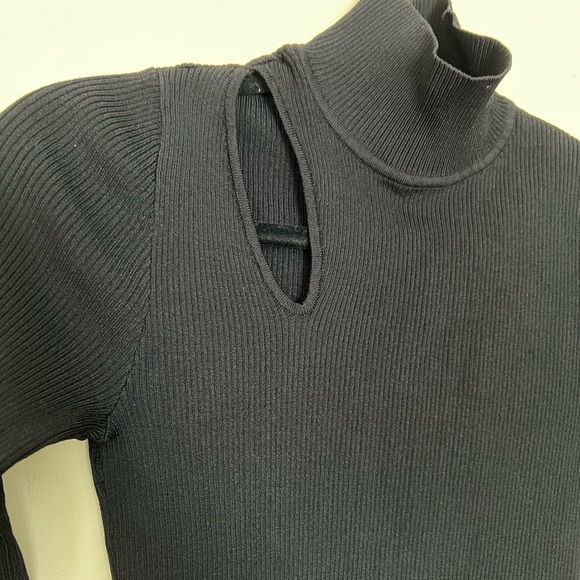 Rachel Roy Womens Cutout Pullover Black Sweater Ribbed Knit Small Preppy Noir - Picture 4 of 13